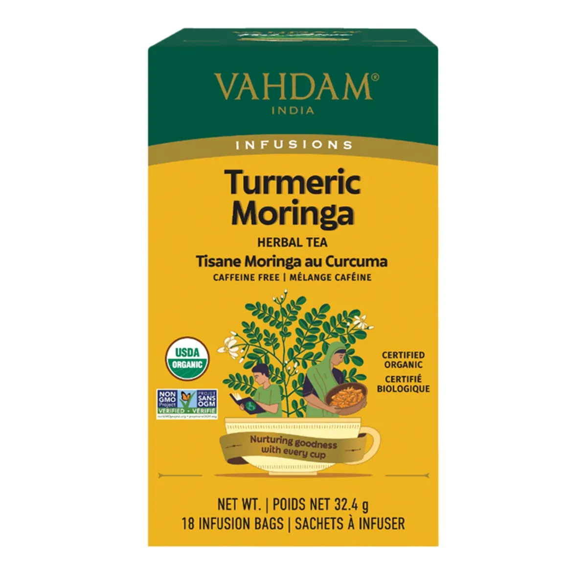 Vahdam Organic Turmeric Moringa Herbal Tea 18 TB